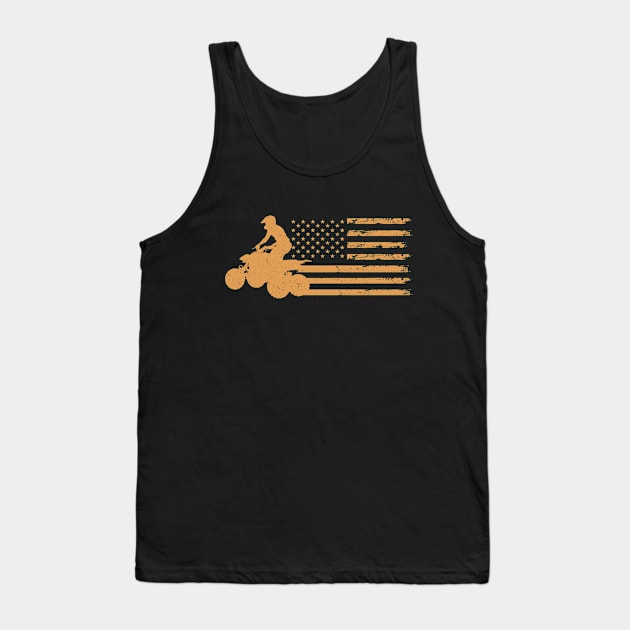 ATV Quad Four Wheeler Bike Rider American Flag Distressed Tank Top by paveldmit